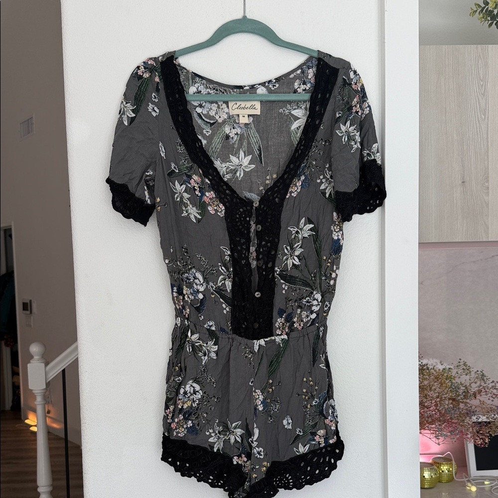 Cleobella Charcoal and Floral Patterned Blouse
